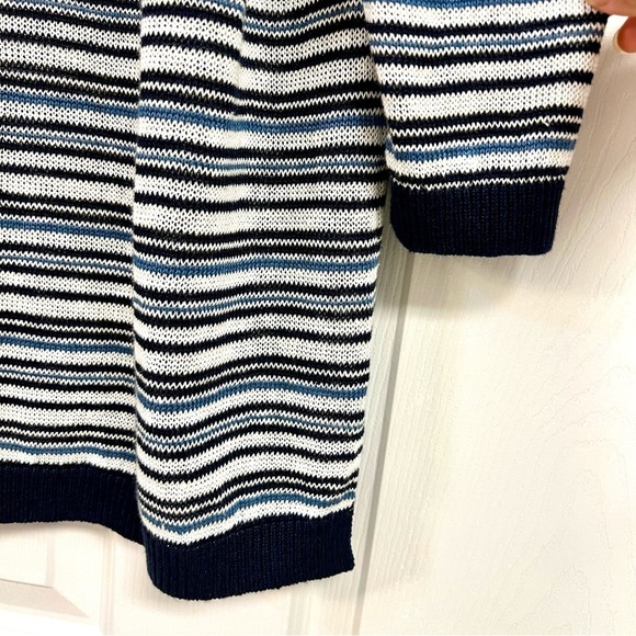NWT Talbots PLUS 3X Petite Womens Striped 100% Linen Knit Sweater Blue White - Picture 3 of 9